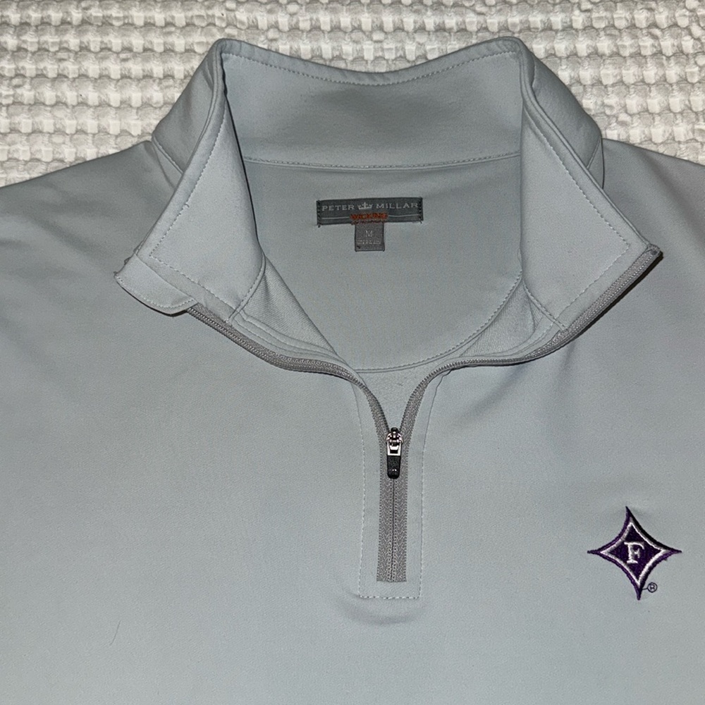 Furman licensed Peter Millar embroidered 1/4 zip pullover golf sweatshirt size M